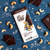 Theo Salted Cashew 85% Dark Chocolate Bar, open with salt and cashews