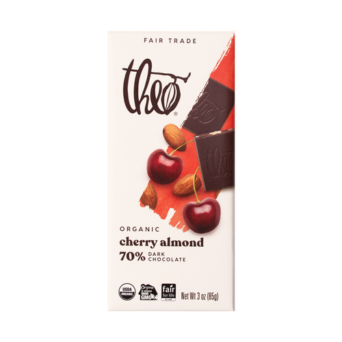 Theo Cherry Almond 70 Dark Chocolate Bar, 3 oz