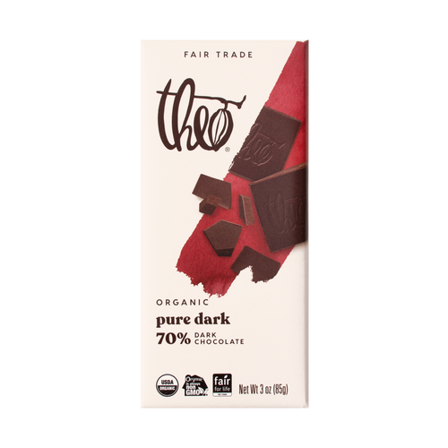 Theo Pure 70% Dark Chocolate Bar, 3 oz