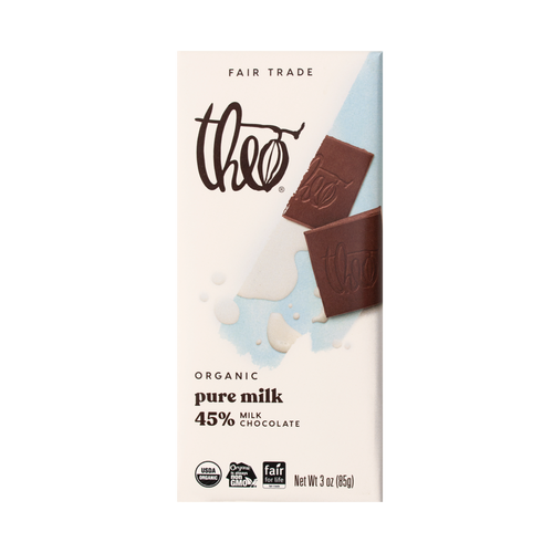 Theo Pure 45% Milk Chocolate Bar, 3 oz