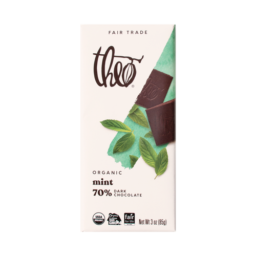 Theo Mint 70% Dark Chocolate Bar, 3 oz