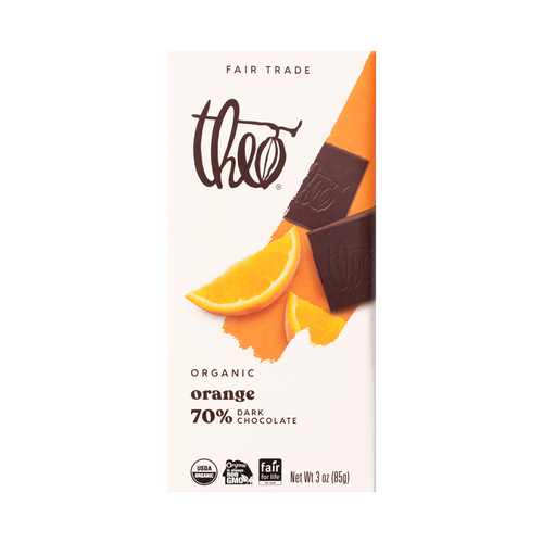 Theo Orange 70% Dark Chocolate Bar, 3 oz