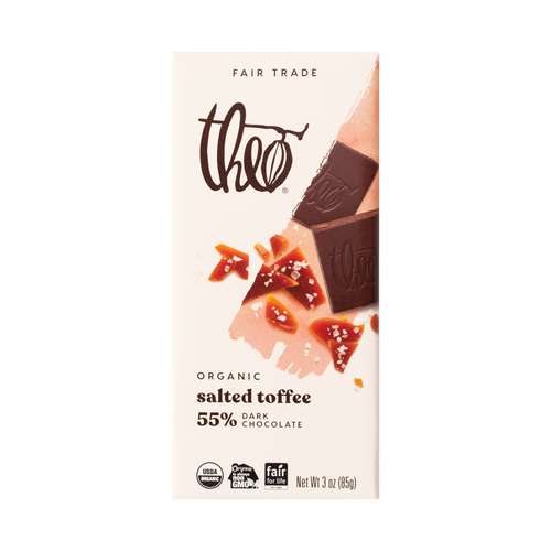 Theo Salted Toffee 55% Dark Chocolate, 3 oz