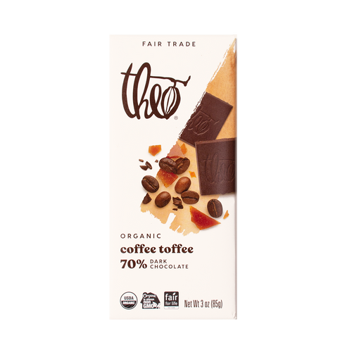 Theo Coffee Toffee 70% Dark Chocolate Bar, 3 oz