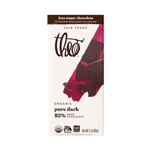 Theo Pure 85% Dark Chocolate Bar, 3 oz