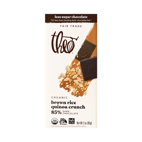 Theo Brown Rice Quinoa Crunch 85% Dark Chocolate, 3 oz