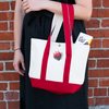 Theo Strawberry Boat Tote on model's arm