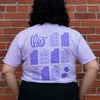 Theo Branded Tee in orchid on model