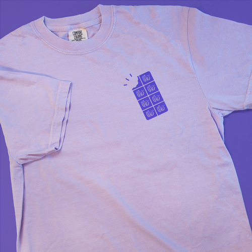 Theo Branded Tee front of shirt in orchid