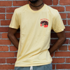 Chocolate Food Tee in yellow front of shirt on model