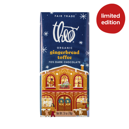 Theo Chocolate Gingerbread Toffee 70% Dark Chocolate