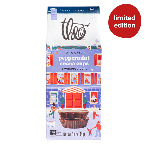 Theo Chocolate Peppermint Cocoa Cups, 8-piece gable box